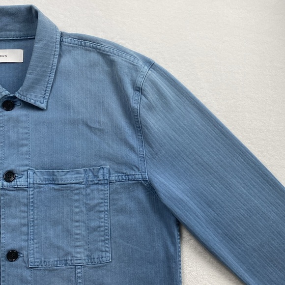 BLDWN Druid Woven Striped Collared Long Sleeve Button Up Jacket (Vintage Indigo) - Picture 9 of 16